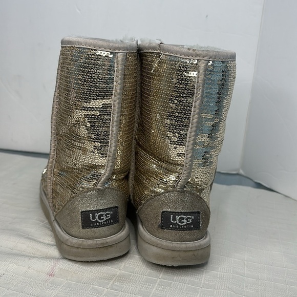 Ugg Classic Short Sequin Gold Glitter Sparkle Boots 3161 - Picture 3 of 10